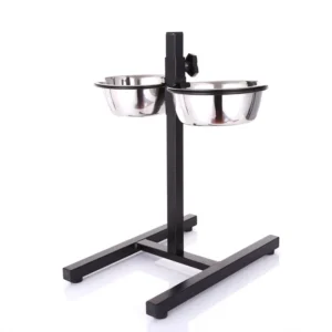 Comedero para perro elevado ajustable en acero inoxidable
