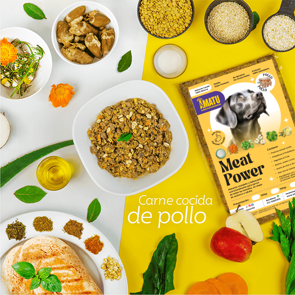 alimento para perros cocinado de pollo